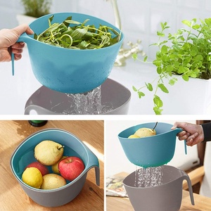 Ensemble de bols de bonne qualité, 4 en <span class=keywords><strong>1</strong></span>, lavage des fruits et légumes, <span class=keywords><strong>passoire</strong></span> à aliments avec longue poignée, pour lavage des légumes, avec séparateur d'œufs - Product Image 5