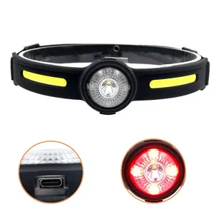 270 Wide Beam High Power Headlamps Led Rechargeable Battery Tactical Outdoor Waterproof Cob Silicon Headlamp