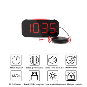 Design créatif avec charge de téléphone et secoueur de lit pour dormeur lourd horloge de Table lourd fort sourd auditif réveil vibrant - Product Image 3