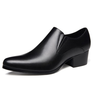 Nouvelles chaussures pour hommes à talons hauts et bout pointu, en cuir de vachette pleine fleur, tendance, rehaussantes - Product Image 3