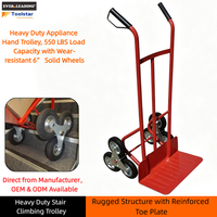 Chariot de manutention industriel pour escaliers, capacité de charge 550 lb, roues triples solides de 6 pouces, revêtement en poudre rouge, chariot de transport d'appareils 1140*480*600mm