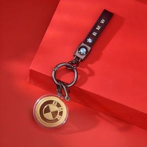<span class=keywords><strong>Porte</strong></span>-clés en forme de logo de voiture en or, pendentif rond en or, emballé individuellement, cadeau pour papa, petit ami, artisanat en métal - Product Image 1