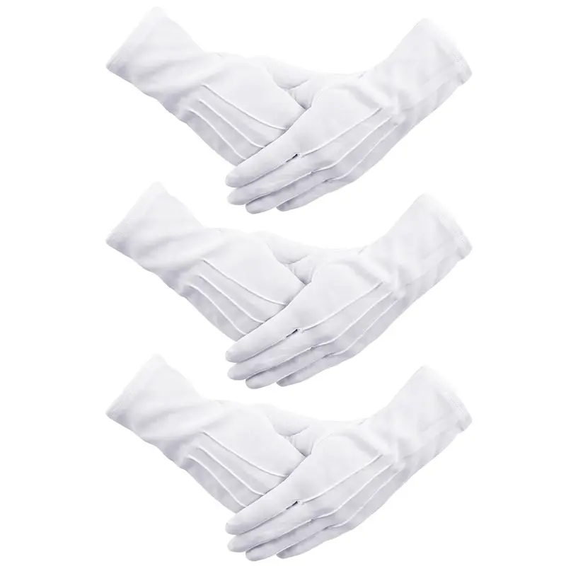 Mens Classic costume ordinary Stage Performance 100% heavy weight Marching band parade cotton Santa white gloves
