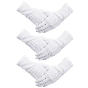 Guantes de algodón para hombre, traje clásico, rendimiento de escenario normal, 100%, banda pesada, Banda de Marcha, desfile, Santa, blanco