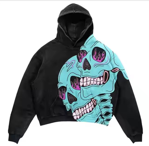 Sudadera con Capucha de Alta Calidad con Estampado Urbano de Hip-hop, Unisex, Moda de Verano, Diseño Casual con Gráfico de Calavera, 100% Algodón - Product Image 3