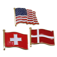 CADEAU HEUREUX Produits les plus vendus Drapeau du pays Croix nationale en métal Double drapeau Épinglette dure en émail doux Badges