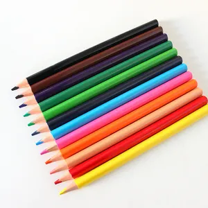 Kids colored pencil 7" custom triangular colour pencil set wooden colored pencils with EN71 ASTM certifications