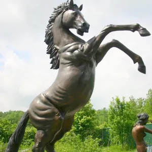 Outdoor decorazione del Giardino bronzo Gigante di Allevamento Bucking Cavallo Selvaggio con la scultura di base