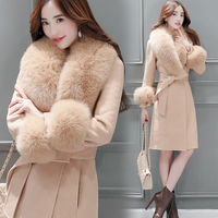 Vente en gros de manteau long en fourrure d'agneau d'hiver de qualité supérieure manteaux longs en laine peignée pour femmes manteau en laine cachemire pour femmes