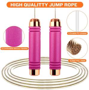 Cuerda para saltar ajustable con rodamientos de bolas, mango de espuma y cable de acero para entrenamiento de boxeo, gimnasio y fitness. - Product Image 6