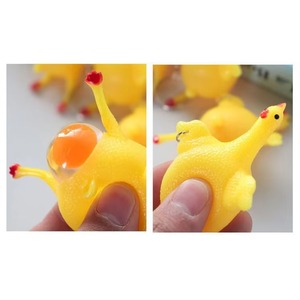 Squeezing Toy Funny Laying Egg Hens Key Chain Stress Reliever Vent Toy Party Jokes Prank Baubles TPR Unisex - Product Image 3