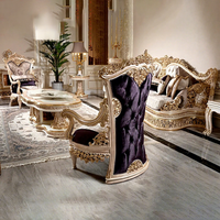 Ensemble de canapés de luxe RH, design royal français, en bois massif doré antique et tissu, fait main, écologique, pour salon haut de gamme