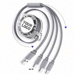 สายชาร์จโทรศัพท์แบบพับเก็บได้ 3in1 ความยาว 1 เมตร ชาร์จเร็ว รองรับ Micro USB พร้อมสกรีนโลโก้ สำหรับของขวัญส่งเสริมการขายแบบขายส่ง - Product Image 5