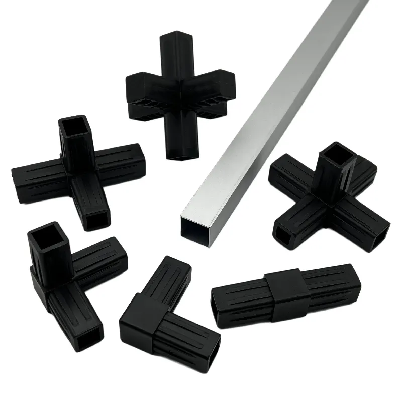 Conector de canto de plástico para tubo quadrado de alumínio e alumínio, 20mm 25mm 30mm ajustável 2 3 4 5 6 vias Nylon Pp Pvc