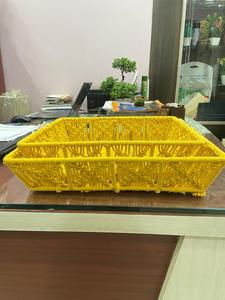 Yellow Macrame Eco-Friendly Handmade Woven Storage <b>Basket</b> Organizer Bin Rectangle Multifunctional for Home <b>Shelf</b> by Basantpriya - Product Image 3