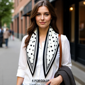 Pañuelo Triangular Angelina 135x60cm con Estampado de Puntos, Accesorio de Moda de Poliéster para Mujer - Product Image 4