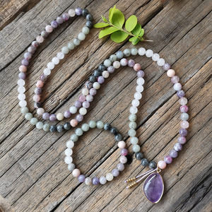 Collar de Yoga de 8mm con Ópalo Rosa de Ensueño, Turmalina y Amatista, Amor de Hermana, Pulsera Romántica y Dulce para Rezar, Joyería Espiritual, Meditación - Product Image 1