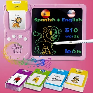 Tarjetas de Memoria Inglés-Español para Niños de 3 a 12 Años, Tableta de Dibujo y Escritura para Niños Pequeños, Juguetes Sensoriales para Niños Autistas, 510 Palabras Visuales - Product Image 1