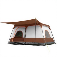 Tente de camping de plage pour 6 à 10 personnes, grande auvent avec espace supplémentaire, deux chambres et un grand hall pour les voyages en groupe