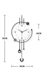 Horloge murale pendulaire minimaliste, <span class=keywords><strong>design</strong></span> noir et blanc, horloge murale numérique créative silencieuse décorative moderne pour salon - Product Image 6