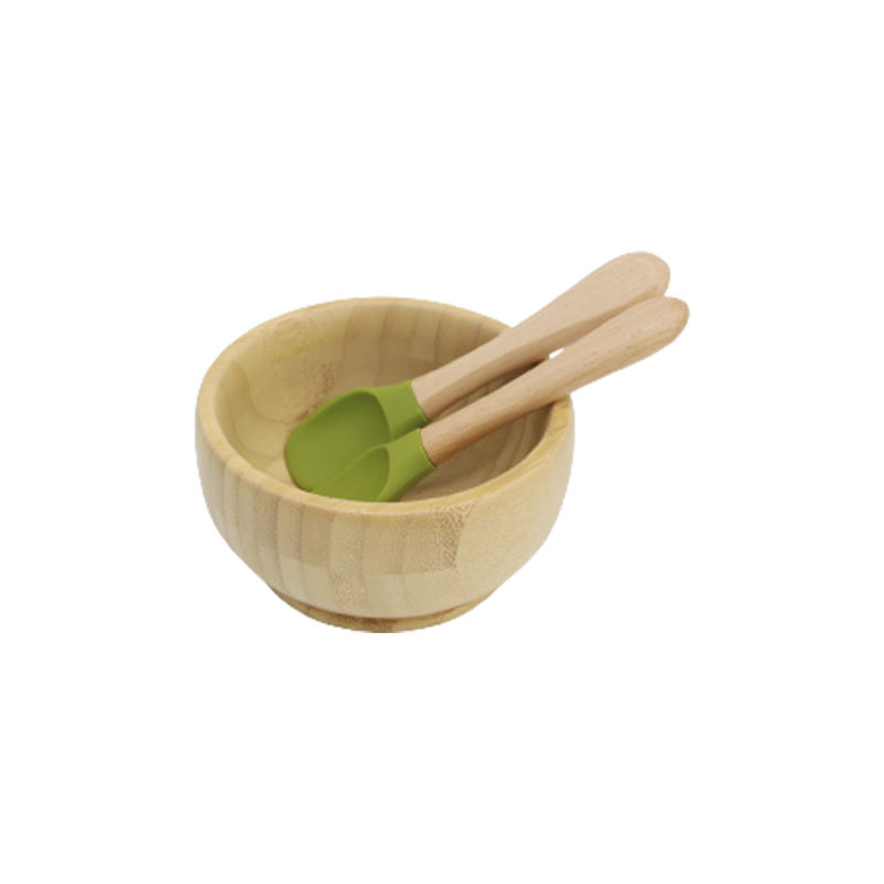 Bamboo Bowl with Spoon and Fork 23#(Green Bean)
