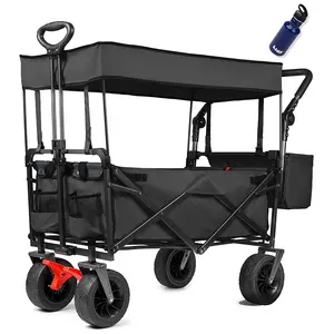 Stock Outdoor Garden Cart Camping Foldable Wagon Cart Folding Beach Trolley Cart with Storage bags