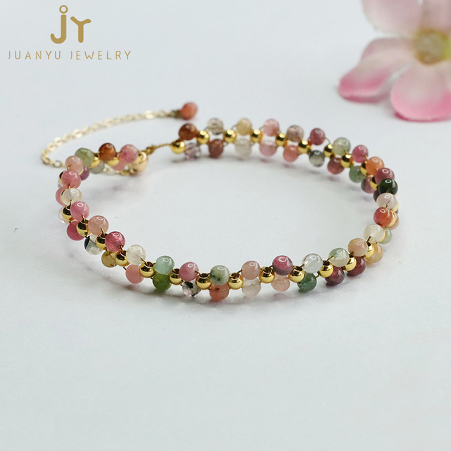 Candy-colored Healing Crystal Bracelets Fashion Jewelry Gemstones Chain & Link Bracelets Energy Stone Tourmaline Beads Bracelets