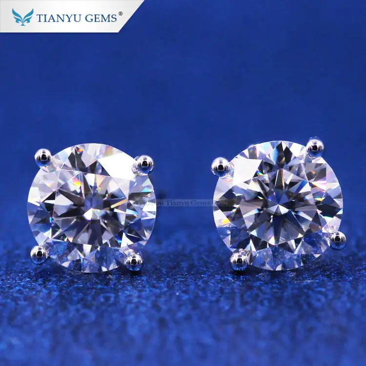 Grosir Anting Martini 14K/18K Buatan Tangan Emas Putih 1 Karat Anting Berbentuk Hati & Panah Memotong Moissanite Giwang untuk Wanita