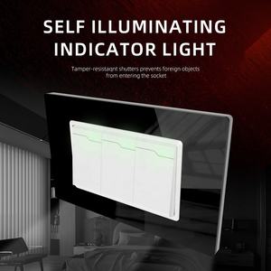 1 2 <span class=keywords><strong>3</strong></span> Gang 1 Way 2 Way со светодиодным настенным выключателем американский стандарт 118*72 мм акриловая панель для дома с электроэнергией белый черный - Product Image 4