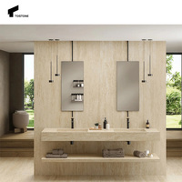 Comptoir de salle de bain en travertin Tostone Premium résistant à la chaleur avec vasque intégrée pour salle de bain, salon, villa, design intérieur