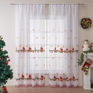 <span class=keywords><strong>Cortinas</strong></span> Navideñas Bordadas de Estilo Americano, Ecológicas, de Poliéster Transparente, Semitransparentes, Rectangulares, Decorativas - Product Image 6