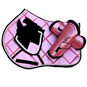 High Quality Dressage Horse Saddle Pad Anti Slip Foam Padded Set with Ear Bonnet and Neoprene <b>Brushing</b> <b>Boots</b> - Product Image 1