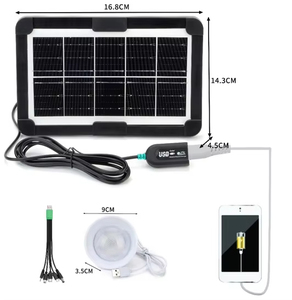 6V3W Mini Solar Panel with USB Stabilizer Portable 5-in-1 Cable Charger for Phones Small Size Garden Application Solar Panel - Product Image 5