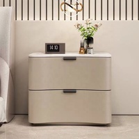 Table de chevet en bois blanc au design moderne américain avec 2 tiroirs pour chambre d'appartement