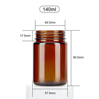 Bouteille en verre ambré de qualité alimentaire personnalisable de 140 ml pour capsules, pilules