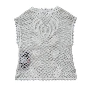 Maglione all'uncinetto senza maniche <span class=keywords><strong>bianco</strong></span> a collo rotondo da donna con <span class=keywords><strong>pizzo</strong></span> ricamato - Product Image 1