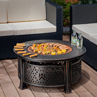 Brasero sans fumée de 81 cm (32 pouces) avec anneau, barbecue coréen, table de jardin extérieur, foyer en métal, gril barbecue