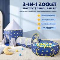 Regalos Perfectos para Niños, Casa de Juegos Infantil con Temática Espacial, Juego de 3 Piezas, Carpa de Juegos para Niños, Diversión Interior y Exterior para Bebés y Niños