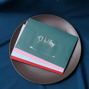 Sobre de boda de lujo con logotipo de impresión personalizado Tarjeta de papel de invitación de papel perlado con sobre