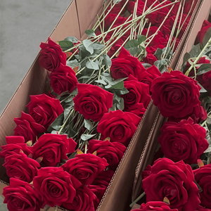 핫 세일 19.69인치 리얼 터치 인조 장미 한 송이, 웨딩 및 홈 데코용 인조 꽃, 주문 제작 및 도매 - Product Image 1