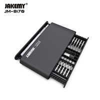 JM-8170 Mini kit de tournevis de précision portable DIY, finition chromée, poignée en acier, texture antidérapante, 21 embouts magnétiques