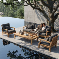 Ensemble de canapés de jardin en teck d'hôtel personnalisable de luxe Mobilier d'extérieur en bois robuste pour villa, ferme et cour de villégiature