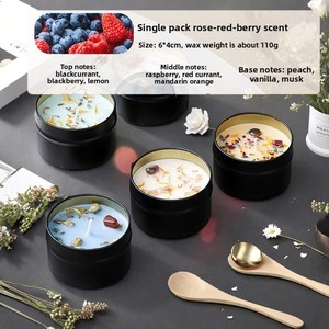 Kristal Taşlı ve Kurutulmuş Çiçekli El Yapımı Soya Balmumu Kokulu Mum, Lüks Demir Kutuda Toptan Hediyelik Eşya - Product Image 6