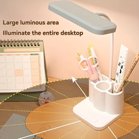 Lampe de bureau LED avec porte-stylo, rechargeable, veilleuse pour dortoir, chambre à coucher, lampe de lecture pour bureau et étude