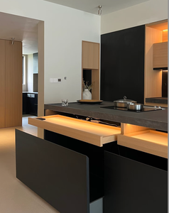 Mobile da <span class=keywords><strong>Cucina</strong></span> Moderno di Lusso Personalizzato con Isola, Accenti <span class=keywords><strong>LED</strong></span>, Armadietti in Legno Massello, Spazio Cottura Premium per la Casa - Product Image 4