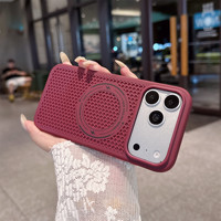 Coque arrière magnétique en PC à dissipation thermique pour iPhone 18 17 16 Pro Max, compatible chargeur sans fil, motif nid d'abeille