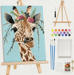 <span class=keywords><strong>Peinture</strong></span> par numéros pour adultes, dessin d'animaux, <span class=keywords><strong>girafe</strong></span>, sur toile, facile à appliquer, pour débutant et enfants, bricolage acrylique - Product Image 1