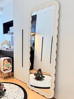 Miroir pleine longueur ondulé réglable pour amincissement, sur pied, pour magasins de vêtements, maison, hôtel, miroir mural - Grande Vente