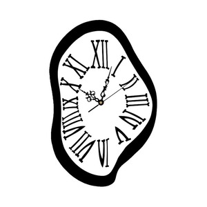 Modern <b>Melting</b> Wall <b>Clock</b> Silent Quartz Needle Display Acrylic Hanging <b>Clock</b> Black and White Living Room Decor - Product Image 1