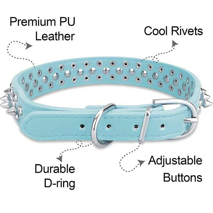 Bestia&trade; "eros" Genuine Leather Dog Collar For Large Dog Breeds. 2.5 Inch Wide. Soft Padded. Antique Silver Rivets. Hand Made In Europe! - Denmark